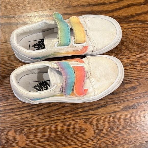 Vans Kids size 13 classic White Sneakers with Rainbow - Picture 2 of 6